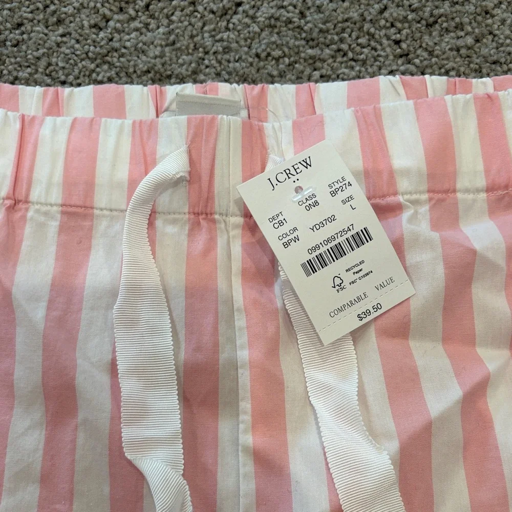 J. Crew Pink and White Striped Pajama Shorts - Picture 2 of 3